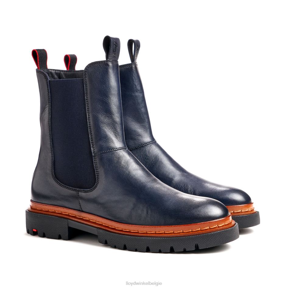 enkellaars van glad leer met lichte zool vrouwen LLOYD blauw schoenen ZJ6BL912
