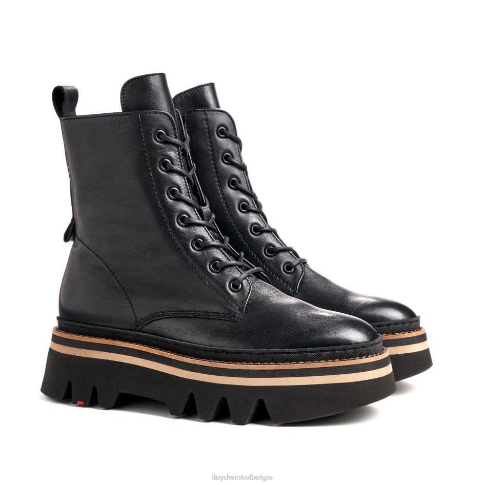 enkellaars van glad leer met lichte zool vrouwen LLOYD zwart schoenen ZJ6BL915
