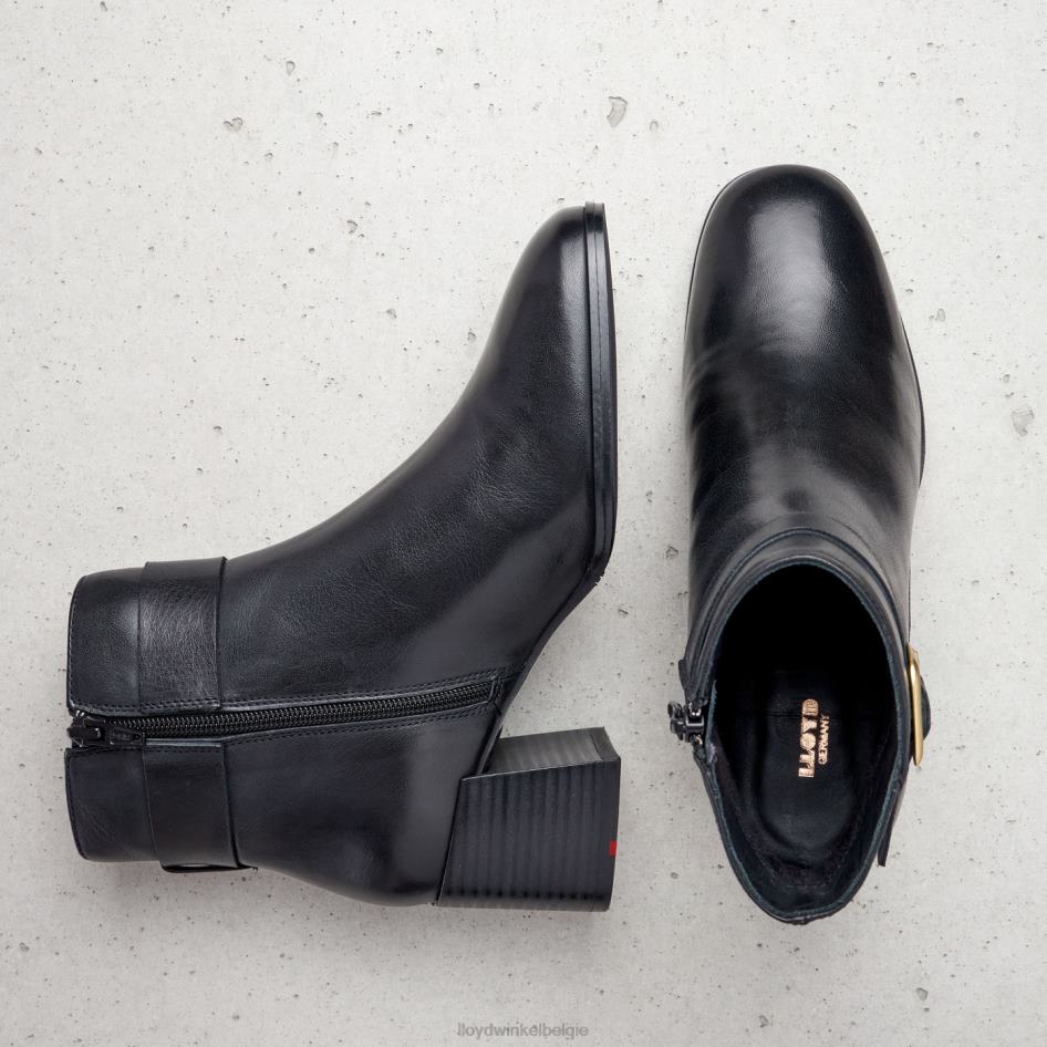enkellaarsjes van glad leer vrouwen LLOYD zwart schoenen ZJ6BL978