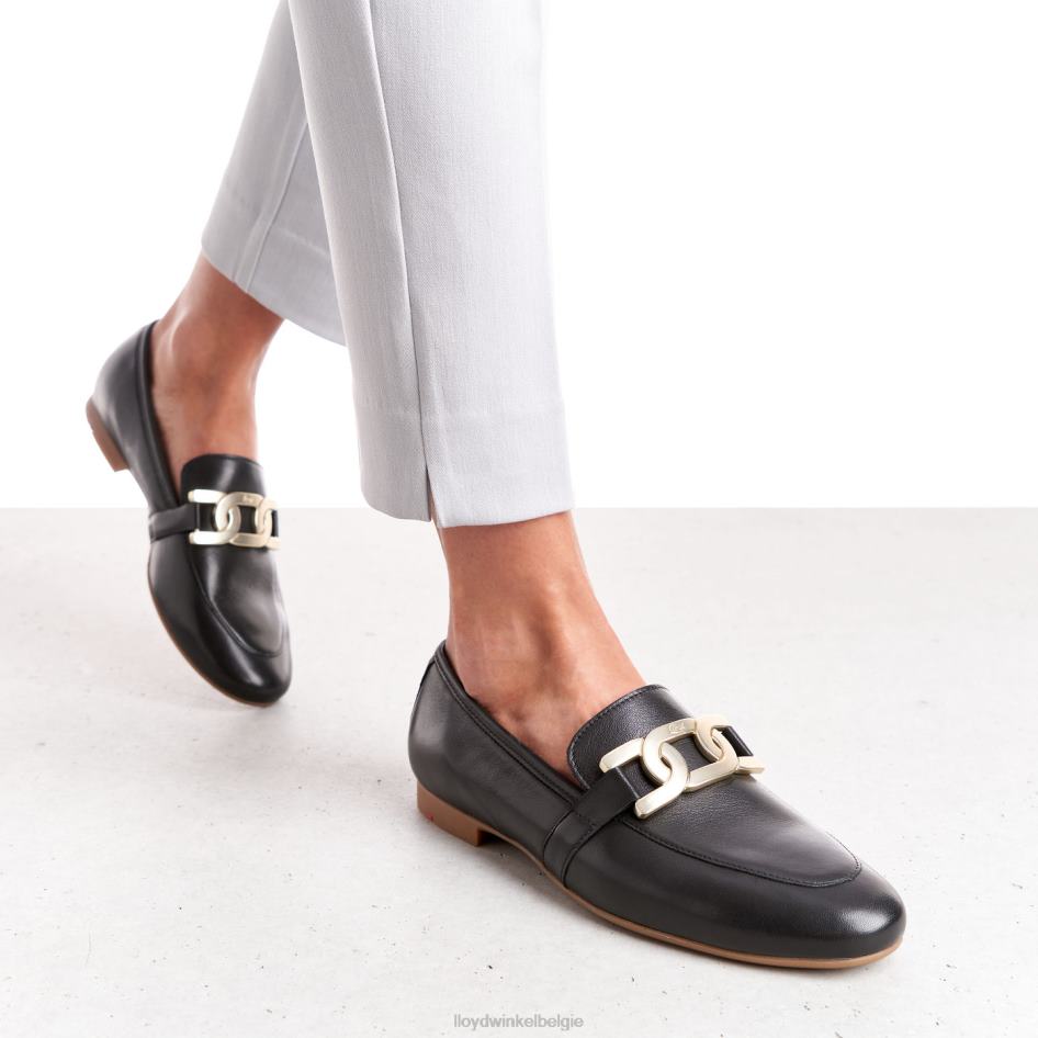 gladde leren pantoffel vrouwen LLOYD zwart schoenen ZJ6BL1039