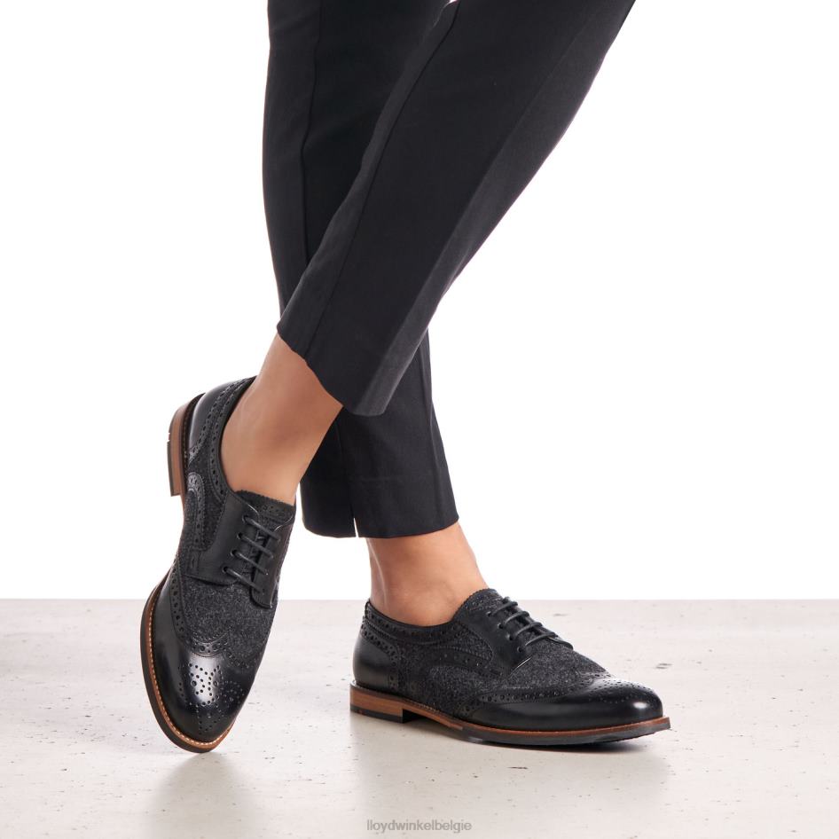 Halfhoge veterschoenen van glad leer vrouwen LLOYD zwart schoenen ZJ6BL1076